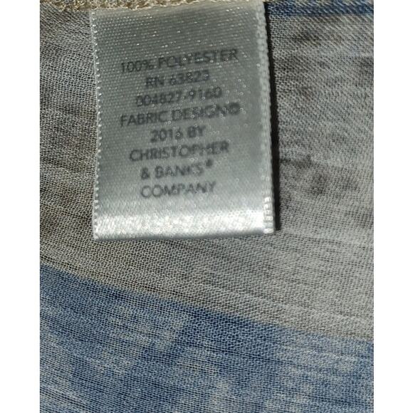 Christopher & Banks Sheer Kimono Women's Small Blue Beige Geometric Design - Picture 6 of 7